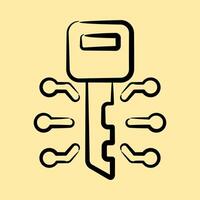 Icon digital key. Crypto currency elements. Icon in hand drawn style. vector