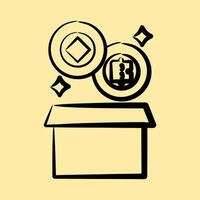 Icon block reward. Crypto currency elements. Icon in hand drawn style. vector