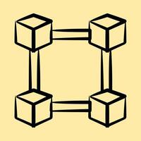 Icon block chain. Crypto currency elements. Icon in hand drawn style. vector