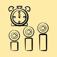 Icon block time. Crypto currency elements. Icon in hand drawn style. vector
