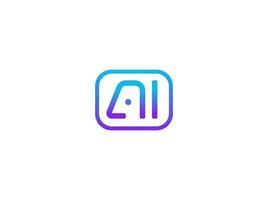 AI logo, chatbot smart assistant icon, virtual tool emblem for app, SaaS, automation, tech support, communication system, education software. Outline gradient monogram. illustration vector
