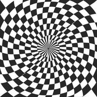 Optical checkerboard illusion in warped black and white, mind-bending pattern vector