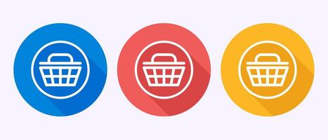 Basket icon design illustration, Shopping basket sign in shadow button design vector