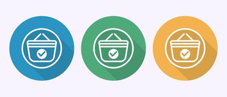 Basket icon design illustration, Shopping basket symbol in shadow button design vector