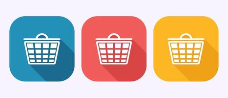 Basket icon, Shopping basket sign symbol in shadow button design vector