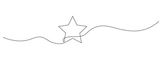 Doodle star in continuous line drawing style. Minimalist black line star sketch isolated on white background. vector