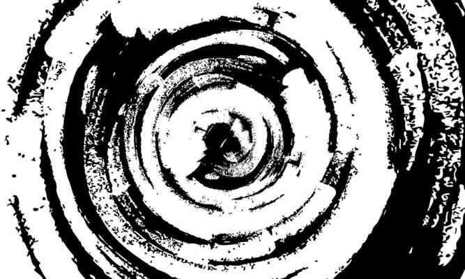 Abstract circle black and white grunge brush strokes. vintage swirl background.