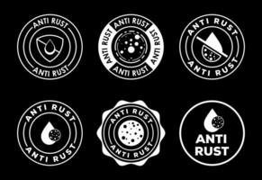 Anti rust icons set design. Anti oxidation sign, Rust resistant symbol white on black background vector