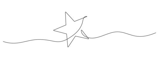 Stars in continuous line drawing style. Minimalist black line doodle stars sketch isolated on white background. vector