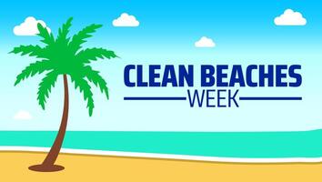Clean Beaches Week banner or poster design template. observed every year in july. Holiday concept. Use to any Template, card, poster, placard, template. vector