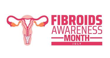 Fibroids Awareness Month banner or poster design template. observed every year in july. Holiday concept. Use to any Template, card, poster, placard, template. vector