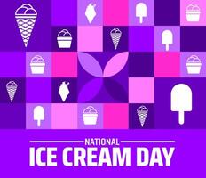 national ice cream day Geometric shape pattern banner or poster design template. observed every year in july. Holiday concept. Use to any Template, card, poster, placard, template. vector