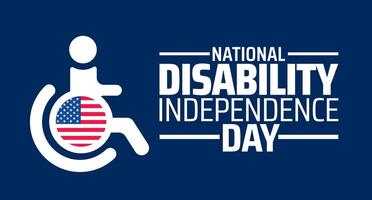 National Disability Independence Day background or banner design. Wheelchair Icon with American Flag on Blue Background, Symbolizing Freedom and Accessibility. vector