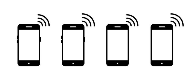 Mobile phone with wifi signal icon. Smartphone wireless network sign. Cellphone connection symbol vector