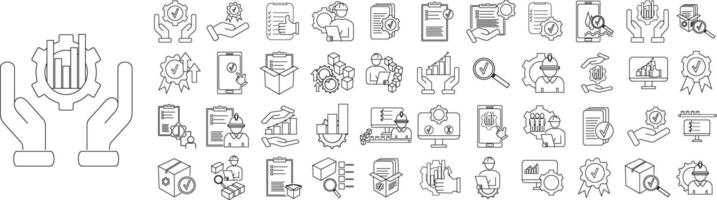 Quality Control and Management Editable Stroke Icon Set vector
