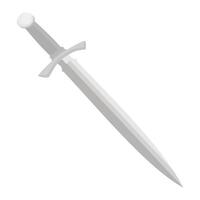 Classic Medieval Style Sword Illustration with Metal Handle and Sharp Blade, Perfect for Games, Fantasy Designs, Weapon Icons, or Historical Educational Materials vector