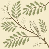 Delicate acacia leaf pattern in a seamless layout, tiny oval leaves on branching stems, subtle desert plant texture vector