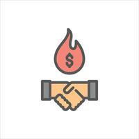 Collusion filled outline icon. corruption color line illustration. vector