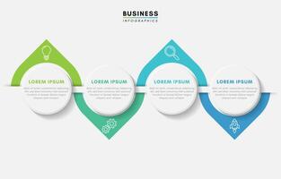 Four-step workflow infographic design template with 4 icons vector