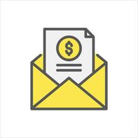 envelope bribe filled outline icon. corruption color line illustration. vector