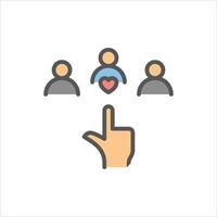 Nepotism filled outline icon. favoritism color line illustration. vector