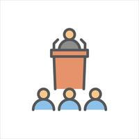 Politician filled outline icon. Speech color line illustration. vector