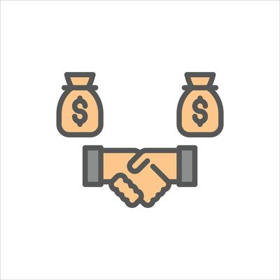 Bribe filled outline icon. deal color line illustration.