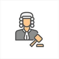 Judge avatar filled outline icon. justice color line illustration. vector