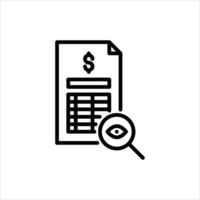 Investigation outline icon. document analysis black line illustration. vector
