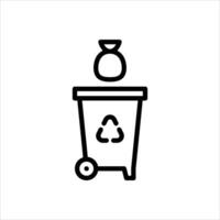 trash bin outline icon. garbage black line illustration. vector