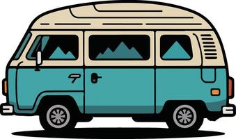 An old van with a mountain view vector