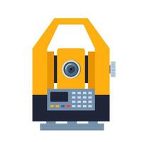 Tacheometer, Theodolite, Geological Survey, Engineering Equipment for Measurement and Research Flat Style Illustration vector