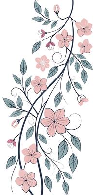 a romantic florals background with delicate Impatiens flowers, blossoms, and vines