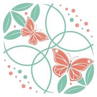 Abstract clean shapes, coral and mint green palette, flat design harmony vector