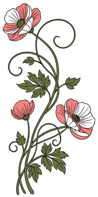 close-up the flowers of the Ranunculus arranged beautifully and decorated with vines