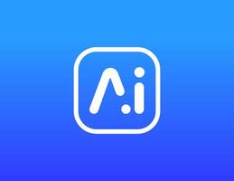 AI logo, artificial intelligence badge with minimal typography, virtual assistant icon. Smart tech symbol for cloud system, analytics, automation, network, digital innovation. illustration vector