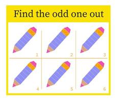 Puzzle game for children. Task for development of attention and logic. Cartoon pencil. vector