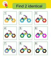 Fun puzzle game. Need to find two identical motorcycles. Answer is 4,8. vector