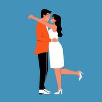 Dancing couple enjoys a joyful moment while celebrating an evening together in a vibrant setting vector