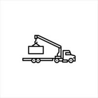 self loader truck outline icon. crane truck black line illustration. vector