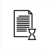 deadline task outline icon. task duration black line illustration. vector