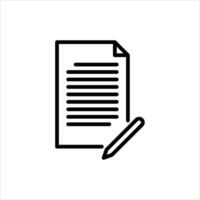 doing a task outline icon. writing on paper black line illustration. vector