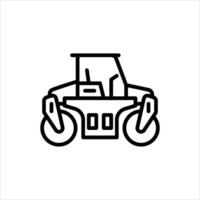 Road roller construction outline icon. compactor black line illustration. vector