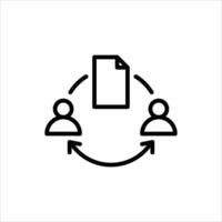 collaboration team outline icon. teamwork black line illustration. vector