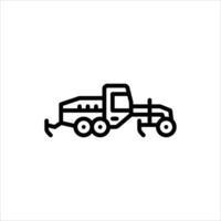 Motor grader outline icon. scraper black line illustration. vector