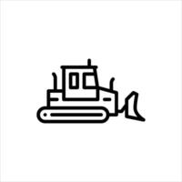 Bulldozer outline icon. construction vehicle black line illustration. vector