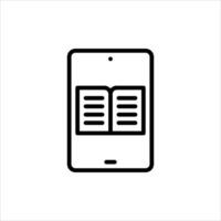 ebook outline icon. e-book black line illustration. vector