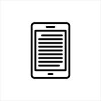 Ereader outline icon. e-reader black line illustration. vector