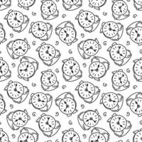 Hand-drawn clock sketch pattern, black ink, sketch-style design, made in the style of doodles. vector