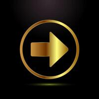 Arrow icon design, arrow sign in gold color style vector
